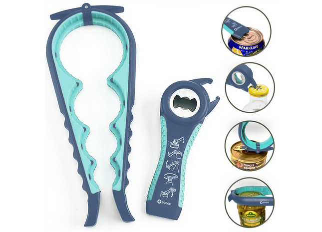 Allesopener - Multifunctionele Opener - 7-in-1 Potopener - Keuken Hulp - Flesopener – XL Hulpmiddelen voor Ouderen - Blauw