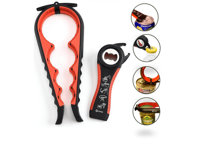 Allesopener - Multifunctionele Opener - 7-in-1 Potopener - Keuken Hulp - Flesopener – XL Hulpmiddelen voor Ouderen - Zwart/Rood