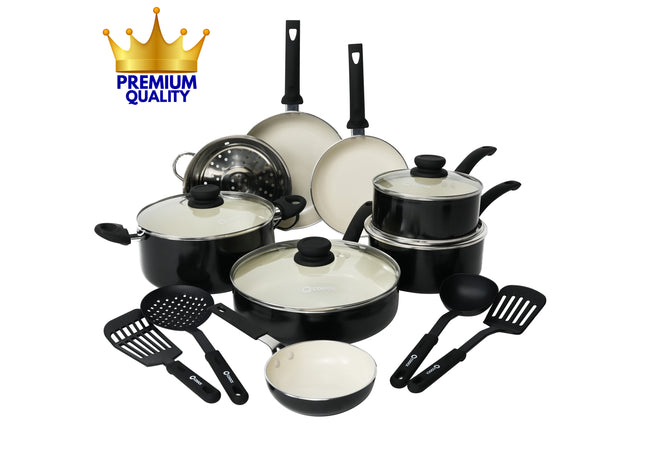 COOCK - 22-Delige Pannenset - Zwart/Wit