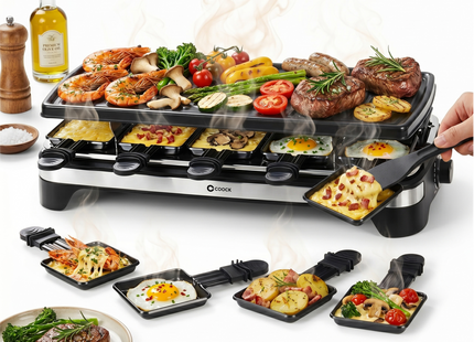 Coock KB-8019 Gourmetstel & Raclette - 10 Personen - XXL Bakplaat