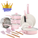 COOCK - 22-Delige Pannenset - Roze/Wit