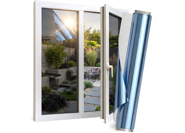 Zonwerende & Isolerende Raamfolie met Spiegeleffect 25% - Blauw