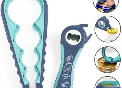 Allesopener - Multifunctionele Opener - 7-in-1 Potopener - Keuken Hulp - Flesopener – XL  Hulpmiddelen voor Ouderen - Blauw
