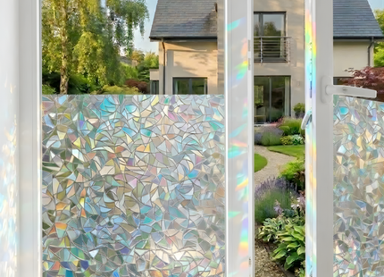 Isolerende & Zonwerende Statische Raamfolie HR++ - Anti Inkijk - Scherven Regenboogeffect