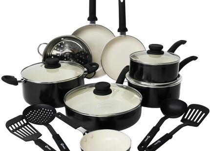 COOCK - 19-Delige Pannenset - Zwart/Wit