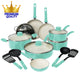 COOCK - 22-Delige Pannenset - Turquoise/Wit