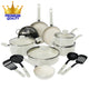 22-Delige Pannenset - Speciale Anti-Aanbak Coating - Ergonomische Koudgrepen - Gerecycled Aluminium - Wit - Wit