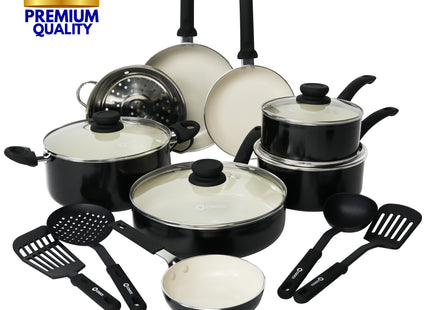 COOCK - 22-Delige Pannenset - Zwart/Wit