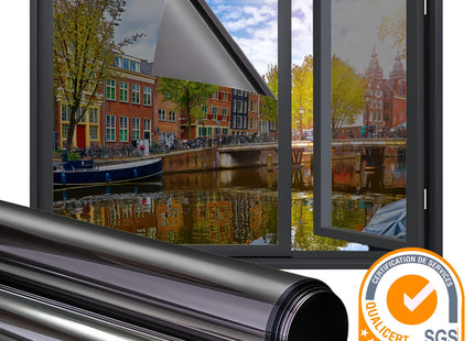 Zonwerende & Isolerende Raamfolie met Spiegeleffect 25% - Zwart