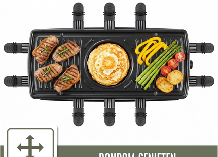 Coock KB-8019 Gourmetstel & Raclette - 10 Personen - XXL Bakplaat