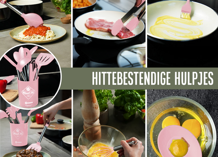 26-Delige XL Keukengerei set met Houder - Roze
