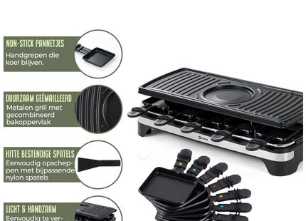 Coock KB-8019 Gourmetstel & Raclette - 10 Personen - XXL Bakplaat