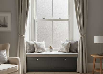 Isolerende & Zonwerende Statische Raamfolie HR++ - Anti Inkijk - Linnenlook - Grijs