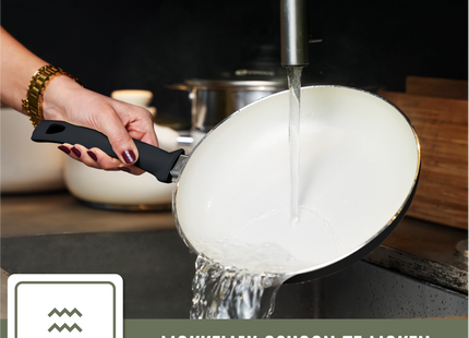 Hapjespan Inductie - 3100ml - Speciale Anti-Aanbak Coating - Ergonomische Koudgrepen - Gerecycled Aluminium - Zwart/Wit