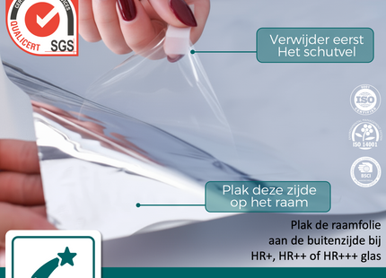 Zonwerende & Isolerende Raamfolie met Spiegeleffect 25% - Zilver