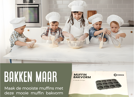 Muffin Bakvorm 35,3 x 26,5 x 3cm. - Incl. 50 Papieren vormpjes