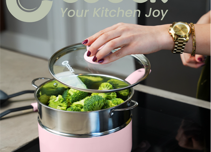 COOCK - 19-Delige Pannenset - Roze/Wit