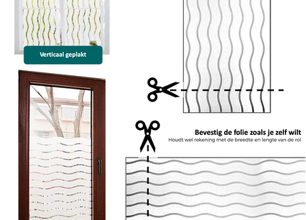 Raamfolie Statisch 60X200CM - Anti Inkijk - Golven