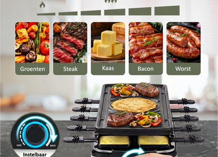 Coock KB-8019 Gourmetstel & Raclette - 10 Personen - XXL Bakplaat