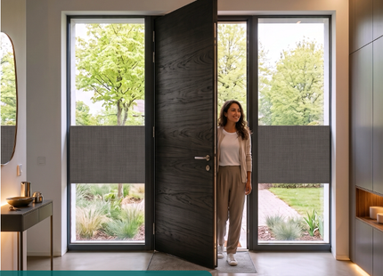 Textiel Raamfolie - Granite – Zonwerend - Privacy Folie - HR++(+) Zelfklevend - Exclusieve Uitstraling – Gerecycled PET (kopie)