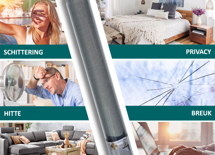 Insulating & Sun-resistant Static Window Film HR++ - Anti-glare - Linen look - Gray 