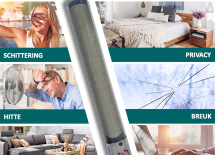 Insulating & Sun-resistant Static Window Film HR++ - Anti-glare - Linen look - Gray 