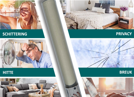 Insulating & Sun-resistant Static Window Film HR++ - Anti-glare - Linen look - Gray 