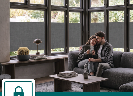 Textiel Raamfolie - Granite – Zonwerend - Privacy Folie - HR++(+) Zelfklevend - Exclusieve Uitstraling – Gerecycled PET (kopie)