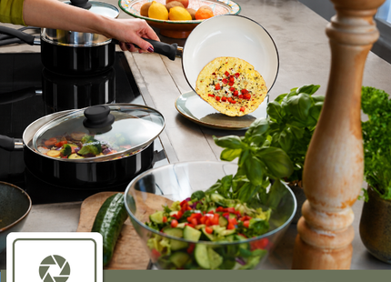 COOCK - 22-Delige Pannenset - Zwart/Wit