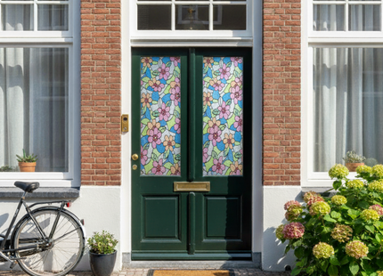 Isolerende & Zonwerende Statische Raamfolie HR++ - Anti Inkijk - Bloemen