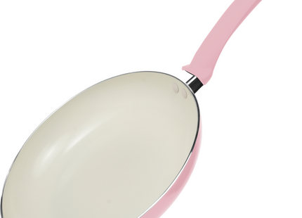 Koekenpan Inductie - 1500ml - Speciale Anti-Aanbak Coating - Koekenpannen met Ergonomische Koudgrepen - Gerecycled Aluminium - Roze