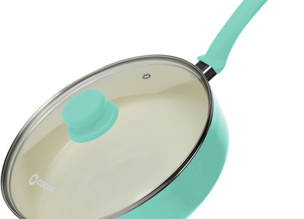 Hapjespan Inductie - 3100ml - Speciale Anti-Aanbak Coating - Ergonomische Koudgrepen - Gerecycled Aluminium - Turquoise