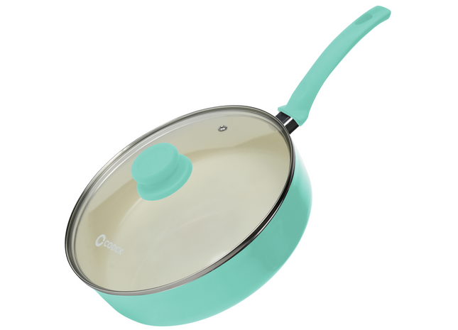 Hapjespan Inductie - 3100ml - Speciale Anti-Aanbak Coating - Ergonomische Koudgrepen - Gerecycled Aluminium - Turquoise