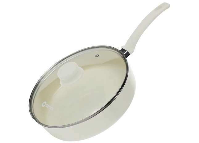 Hapjespan Inductie - 3100ml - Speciale Anti-Aanbak Coating - Ergonomische Koudgrepen - Gerecycled Aluminium - Wit