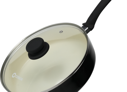 Hapjespan Inductie - 3100ml - Speciale Anti-Aanbak Coating - Ergonomische Koudgrepen - Gerecycled Aluminium - Zwart/Wit