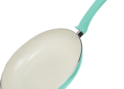 Koekenpan Inductie - 1500ml - Speciale Anti-Aanbak Coating - Koekenpannen met Ergonomische Koudgrepen - Gerecycled Aluminium - Turquoise
