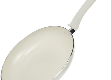 Koekenpan Inductie - 1500ml - Speciale Anti-Aanbak Coating - Koekenpannen met Ergonomische Koudgrepen - Gerecycled Aluminium - Wit