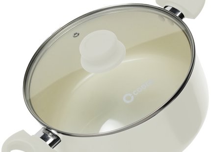 Kookpan 5000ml - Speciale Anti-Aanbak Coating - Ergonomische Koudgrepen - Gerecycled Aluminium - Wit