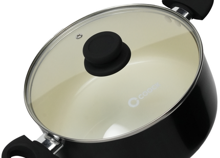 Kookpan 5000ml - Speciale Anti-Aanbak Coating - Ergonomische Koudgrepen - Gerecycled Aluminium - Zwart/Wit