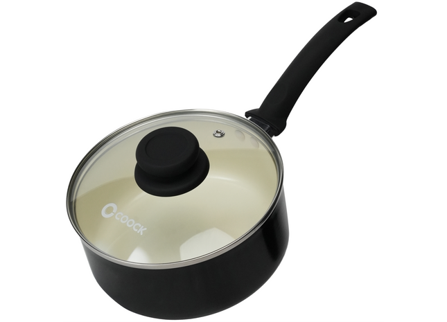 Steelpan met deksel Inductie - 2500ml - Speciale Anti-Aanbak Coating - Sauspan met Ergonomische Koudgrepen - Gerecycled Aluminium - Zwart/Wit