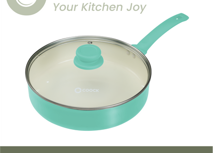 Hapjespan Inductie - 3100ml - Speciale Anti-Aanbak Coating - Ergonomische Koudgrepen - Gerecycled Aluminium - Turquoise