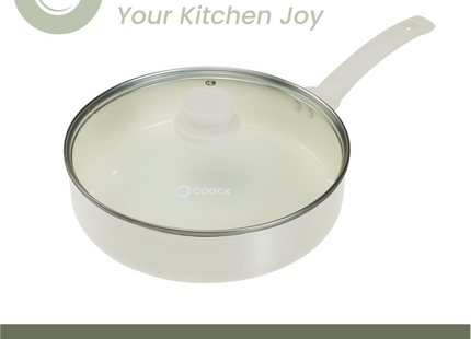 Hapjespan Inductie - 3100ml - Speciale Anti-Aanbak Coating - Ergonomische Koudgrepen - Gerecycled Aluminium - Wit