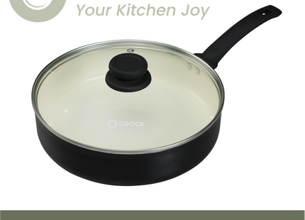 Hapjespan Inductie - 3100ml - Speciale Anti-Aanbak Coating - Ergonomische Koudgrepen - Gerecycled Aluminium - Zwart/Wit