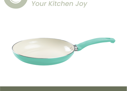 Koekenpan Inductie - 1500ml - Speciale Anti-Aanbak Coating - Koekenpannen met Ergonomische Koudgrepen - Gerecycled Aluminium - Turquoise