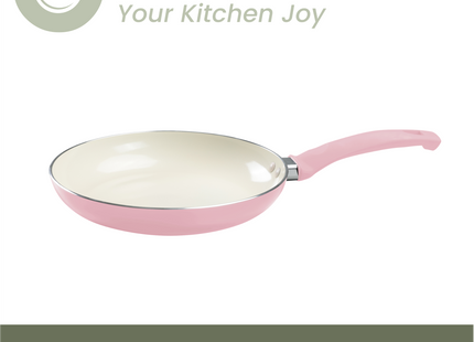 Koekenpan Inductie - 1500ml - Speciale Anti-Aanbak Coating - Koekenpannen met Ergonomische Koudgrepen - Gerecycled Aluminium - Roze