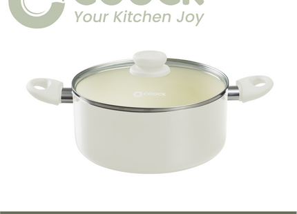 Kookpan 5000ml - Speciale Anti-Aanbak Coating - Ergonomische Koudgrepen - Gerecycled Aluminium - Wit