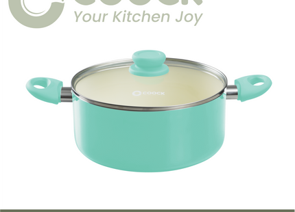 Kookpan 5000ml - Speciale Anti-Aanbak Coating - Ergonomische Koudgrepen - Gerecycled Aluminium - Turquoise