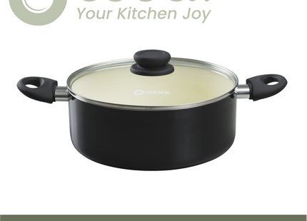 Kookpan 5000ml - Speciale Anti-Aanbak Coating - Ergonomische Koudgrepen - Gerecycled Aluminium - Zwart/Wit