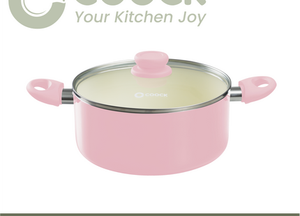 Kookpan 5000ml - Speciale Anti-Aanbak Coating - Ergonomische Koudgrepen - Gerecycled Aluminium - Roze